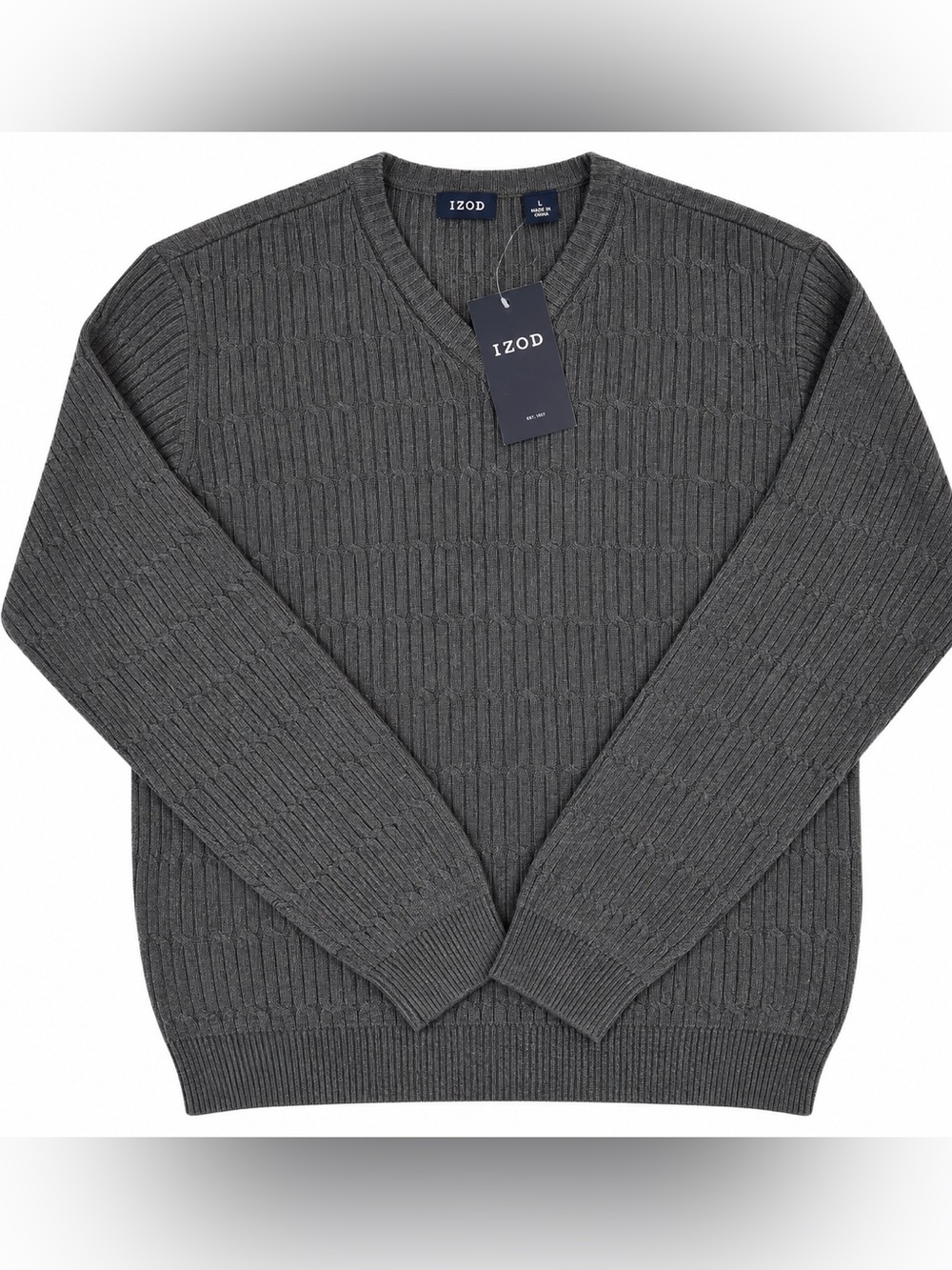 IZOD Men's Gray Sweater V-neck large NEW W TAG
